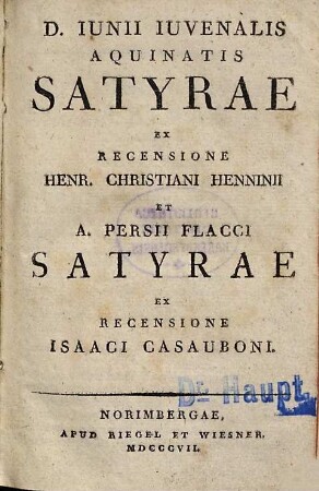 D. Iunii Iuvenalis Aquinatis Satyrae