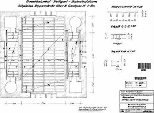 Stuttgart Hbf: Empfangsgebäude Turm Schalplan Decke über 8.Obergeschoß