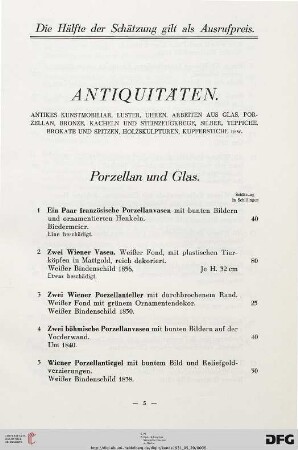Antiquitäten (Nr. 1-97)
