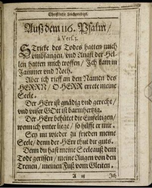 Auß dem 116. Psalm/ vers. 3.