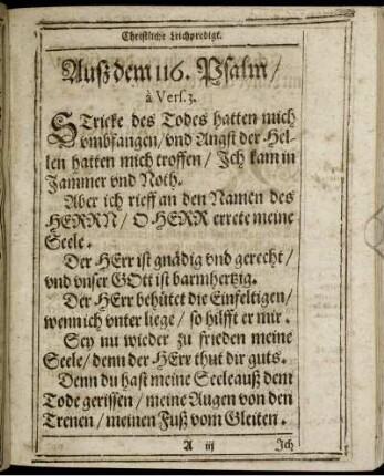 Auß dem 116. Psalm/ vers. 3.