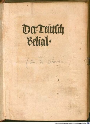 Der Teütsch Belial