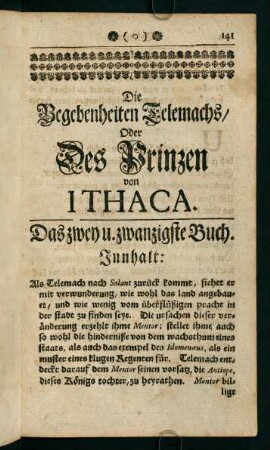 141-168, Das zwey u. zwanzigste Buch