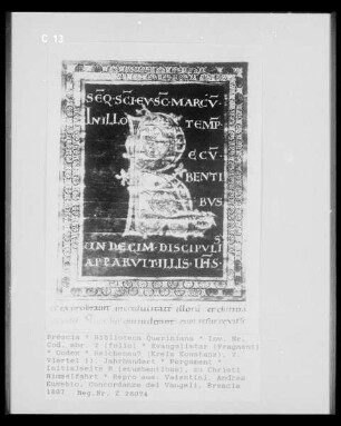Evangelistar — Initialseite R (ecumbentibus), zu Christi Himmelfahrt