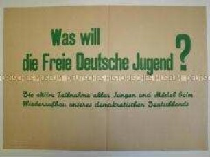 Maueranschlag mit Parole der FDJ
