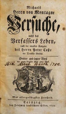 Michaels Herrn von Montagne Versuche : nebst des Verfassers Leben, 3