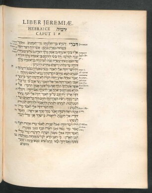 Liber Jeremiae, Hebraice [...] Caput 1. - 52.