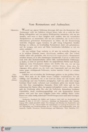 Vom Restaurieren und Aufmachen
