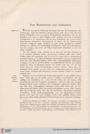 Vom Restaurieren und Aufmachen