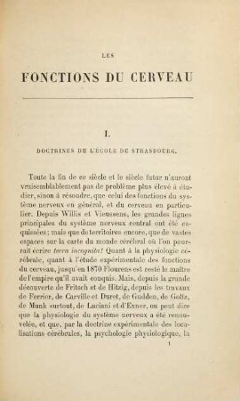 Les fonctions du cerveau, doctrines de l'école de Strasbourg; doctrines de l'école italienne : Histoire des doctrines de psychologie physiologique contemporaines