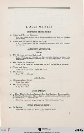 I. Alte Meister (Nr. 1-250)