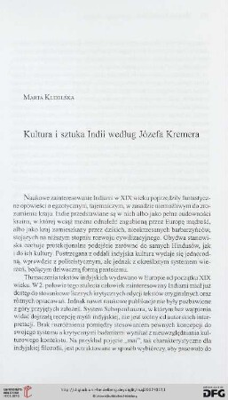 Kultura i sztuka Indii według Józefa Kremera