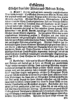 Erklärung etlicher dunkeler Wörter und Redens-Arten.