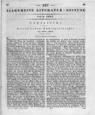 Uebersicht der griechischen Kunstgeschichte von 1829-1833. (Fortsetzung von Nr. 106)