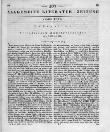 Uebersicht der griechischen Kunstgeschichte von 1829-1833. (Fortsetzung von Nr. 106)