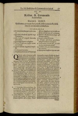 Tit. XV. Ritibus & Ceremoniis Ecclesiasticis.