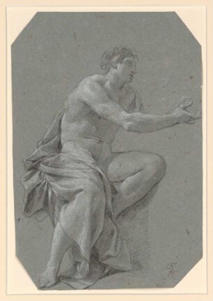 Vouet, Simon: Zeichnungen II, Blatt 137: Studie für einen Kithara spielenden Apollo (?) - BSB Cod.icon. 397 b(137