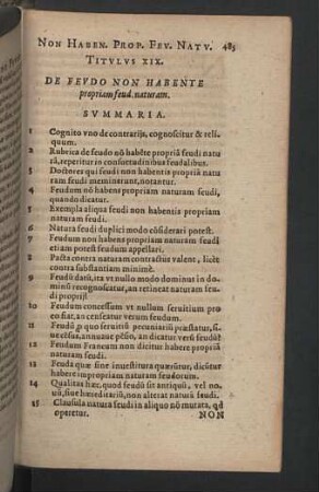 Titulus XIX. Non habente propriam feudi naturam.