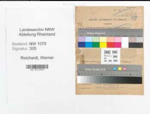 Entnazifizierung Werner Reichardt , geb. 26.05.1900 (Inhaber)