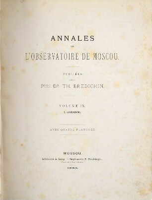 Annales de l'Observatoire de Moscou, 9. 1883