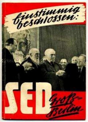 Bericht über die letzten Parteitage der SPD und der KPD am 13.04.1946 und den Vereinigungsparteitag am 14.04.1946