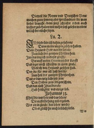 Dieweil die Reyme und Deutzschen Vers/ machen gutte sententz ...