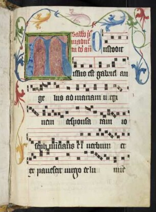 Zierinitiale (Proprium tempore): M(issus est gabriel angelus ad mariam)