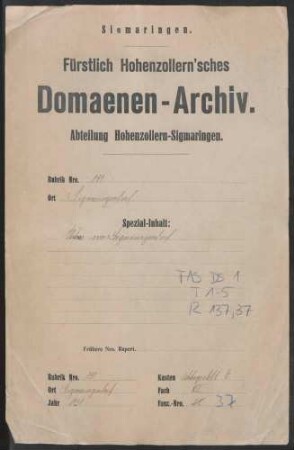 Sigmaringendorf: Urbar von Sigmaringendorf