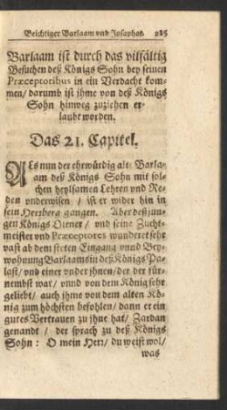 Barlaam ist durch das ... Das 21. Capitel