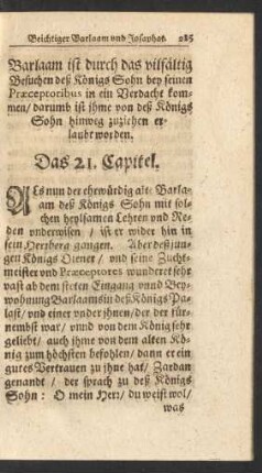 Barlaam ist durch das ... Das 21. Capitel