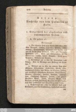 1. Verzeichniß der abgehenden und ankommenden Posten.