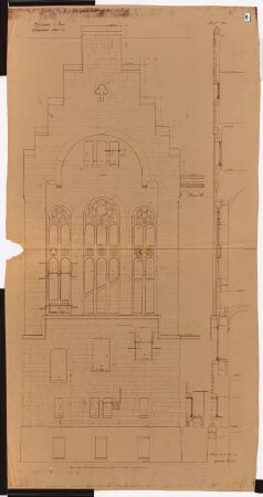 Königliches Residenzschloss Posen, Posen: Ansicht und Schnitt Kaisertreppe 1:25
