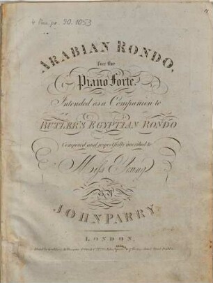 Arabian rondo : for the piano forte ; intended as a companion to Butler's Egyptian rondo