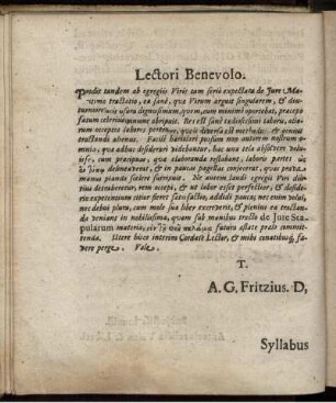 Lectore Benevolo
