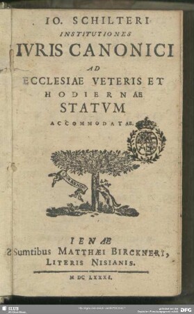 Io. Schilteri Institutiones Ivris Canonici : Ad Ecclesiae Veteris Et Hodiernae Statvm Accommodatae