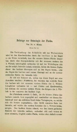Beiträge zur Osteologie der Fische