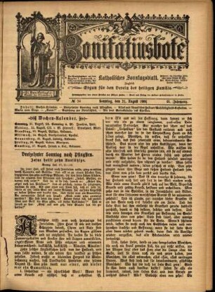 Erste Ausgabe vom Sonntag, den 21. August 1904.