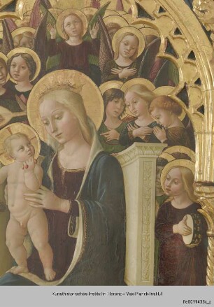 Thronende Madonna mit Kind umgeben von Heiligen