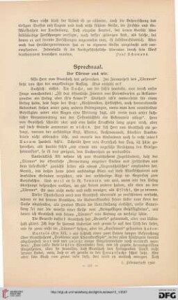 Sprechsaal: der Türmer und wir