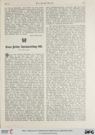 10: Grosse Berliner Kunstausstellung 1905, Die Berliner, [1]