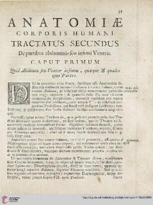 Anatomie corporis humani tractatus secundus: De partibus abdominis seu infimi Ventris