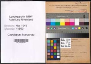 Entnazifizierung Margarete Giersiepen , geb. 23.03.1901 (Musikerin)