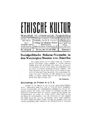 Sozialpolitische Reform-Versuche in den Vereinigten Staaten von Amerika