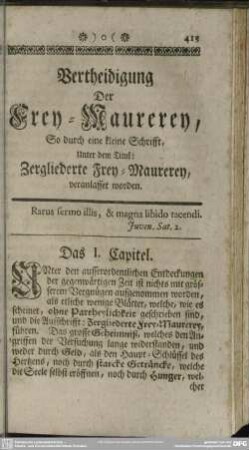Vertheidigung Der Frey-Maurerey ...