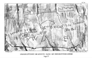 Inscriptions on south face of Inscription Rock