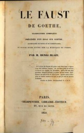 Le Faust de Goethe