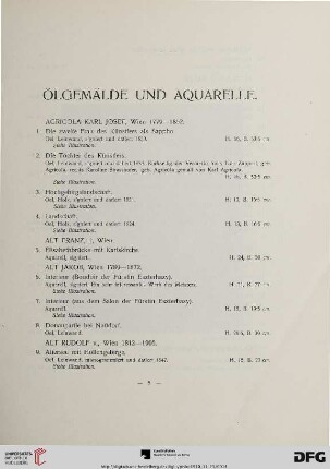 Ölgemälde und Aquarelle (Nr. 1-106)