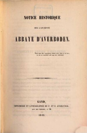 Notice historique sur l'ancienne abbaye d'Averboden
