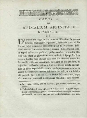 Caput I. De Animalium Affinitate Generatim.