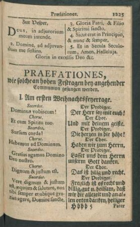 Praefationes, wie solche an hohen Festtagen bey angehender Communion gesungen werden.